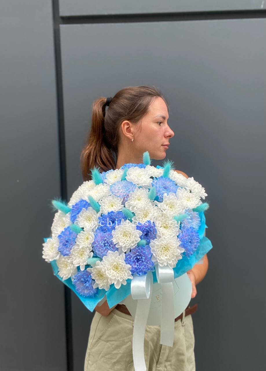  Коробочка  хризантем и лагуруса «Blue sea» в Хосте и Кудепсте