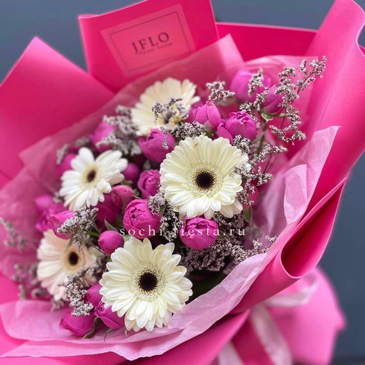 Букет гербер, мисти бабблс  в Хосте и Кудепсте