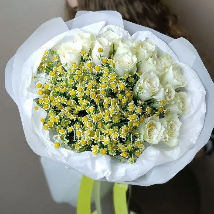 Букет ромашек и роз Полина в Хосте и Кудепсте