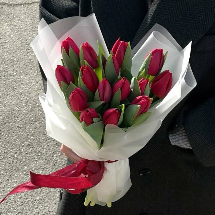 15 красных тюльпанов в Хосте и Кудепсте