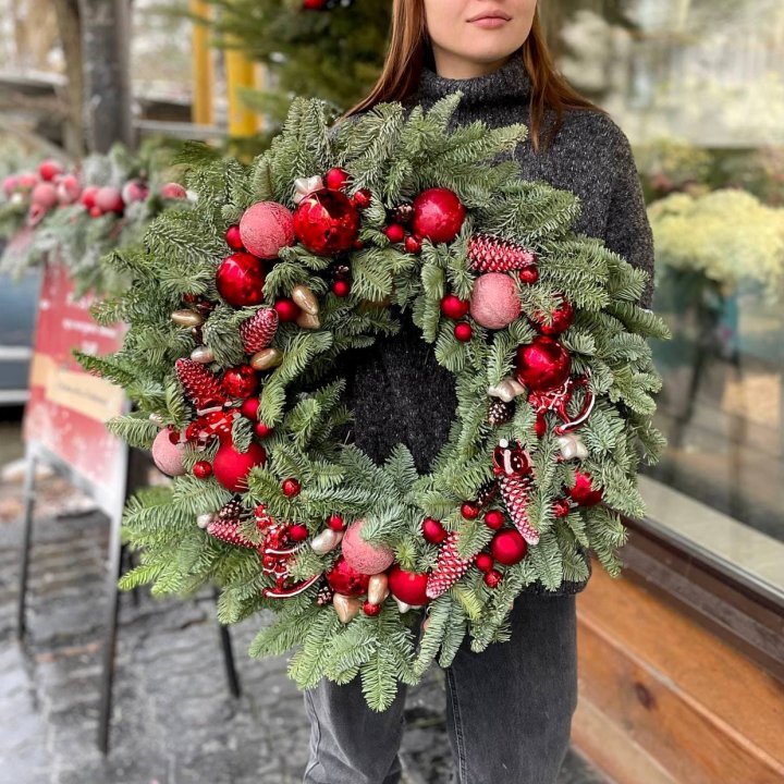 Рождественский венок XL "Happy Christmass" в Хосте и Кудепсте