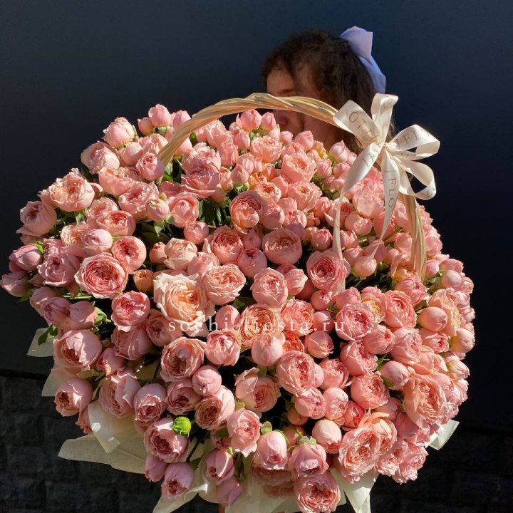 Корзина из пионовидных роз в Хосте и Кудепсте