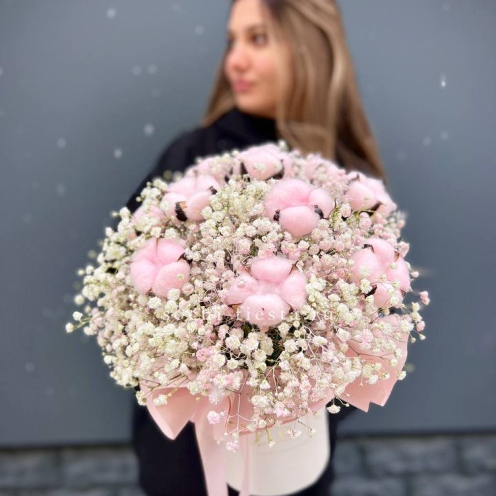 Гипсофилы с хлопком в шляпной коробке в Хосте и Кудепсте