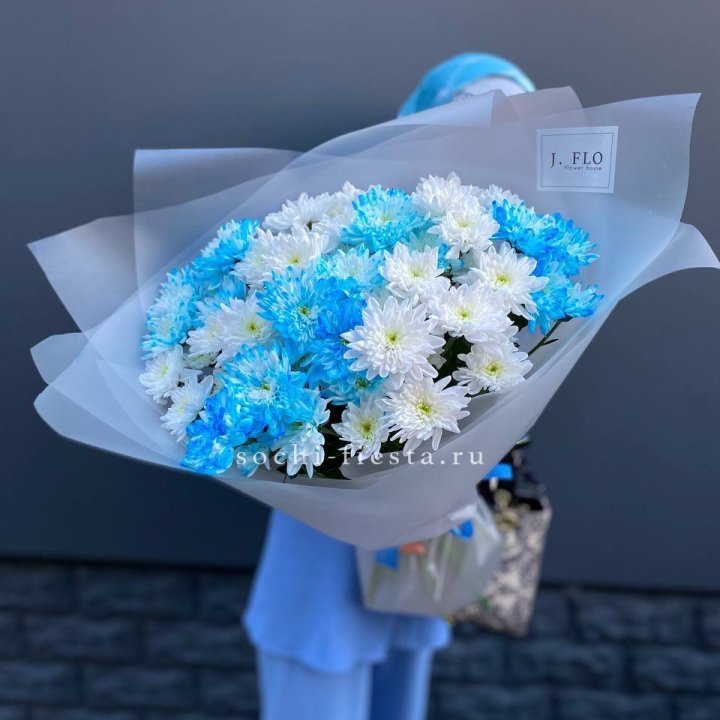 Букет хризантем "Голубая снежинка" в Хосте и Кудепсте