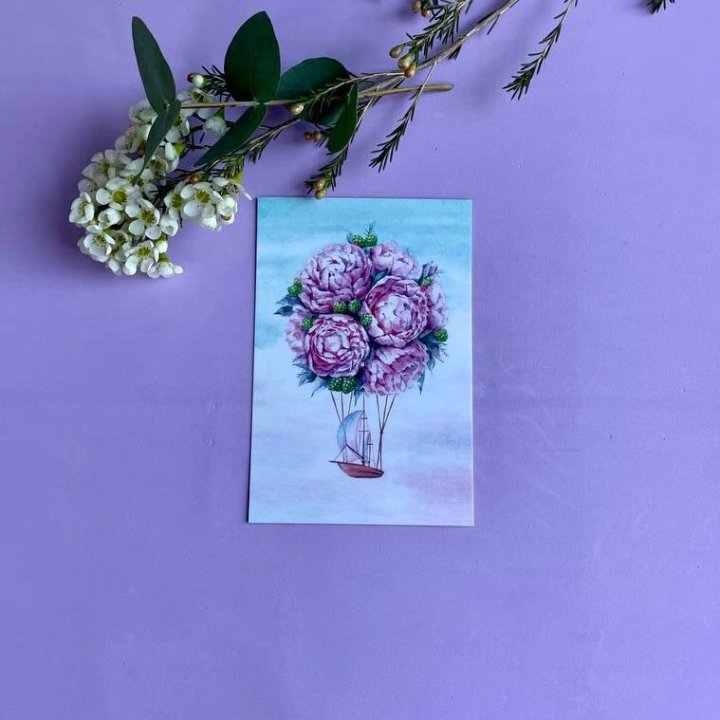 Открытка к букету "Pion aerostat" в Хосте и Кудепсте