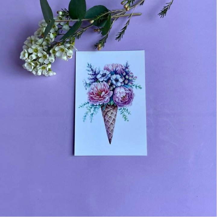 Открытка к букету "Flowercream" в Хосте и Кудепсте