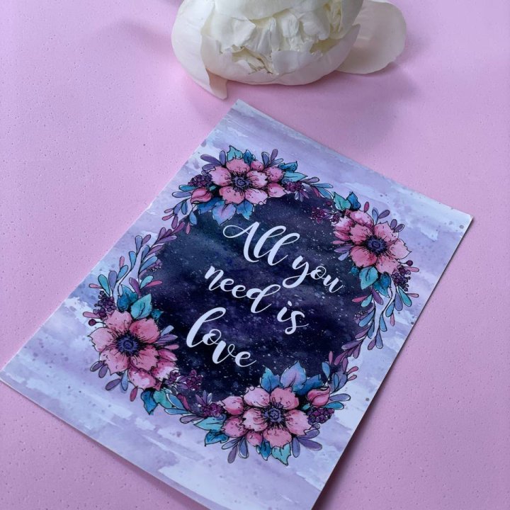 Открытка к букету "All you need is love" в Хосте и Кудепсте