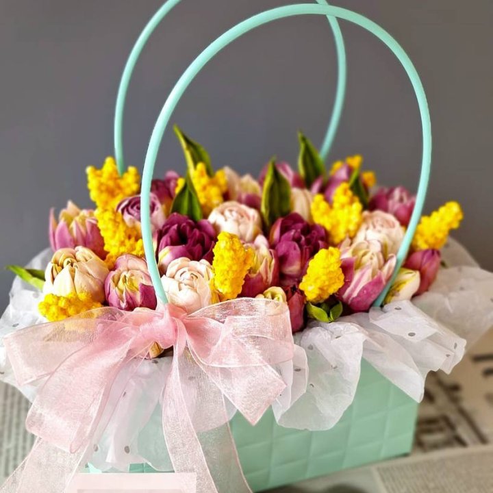 Тюльпаны в сумочке из зефира в Хосте и Кудепсте
