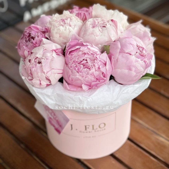 Цилиндр с пионами "Lily" в Хосте и Кудепсте