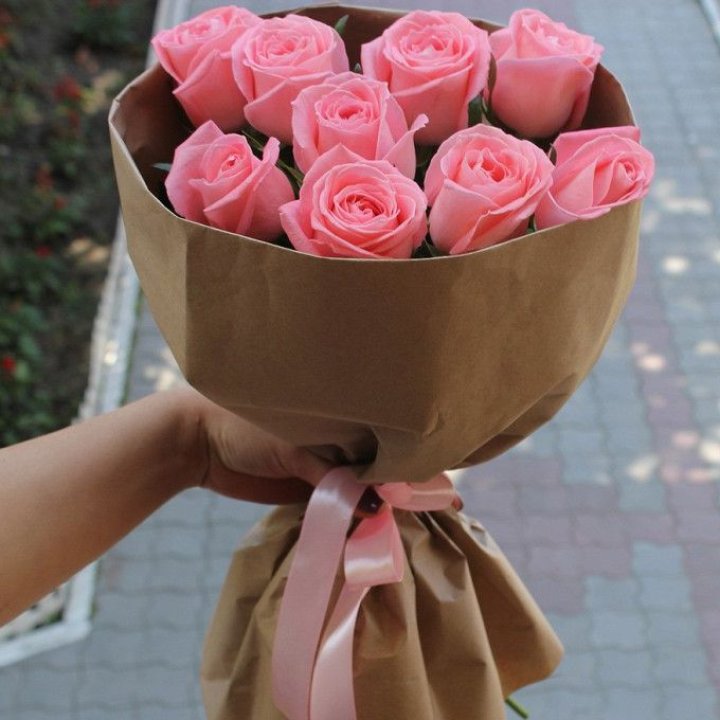 9 розовых роз в Хосте и Кудепсте