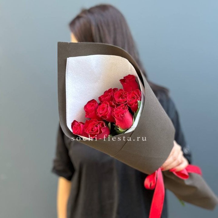9 красных роз в фоамиране в Хосте и Кудепсте
