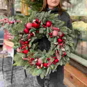 Рождественский венок XL "Happy Christmass" в Хосте и Кудепсте